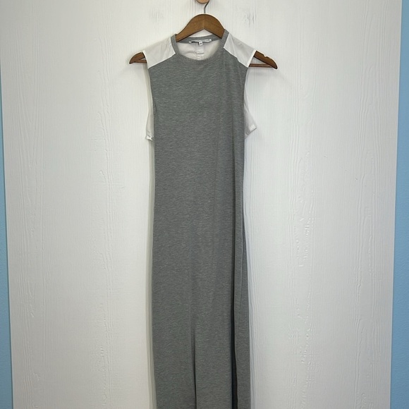 English Factory - Grey And White Sleeveless Button And Scoop Back Maxi Dress M - Picture 6 of 11